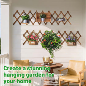 ANPHSIN pack-2 expandable wooden wall trellis extended showing reach for vertical gardening