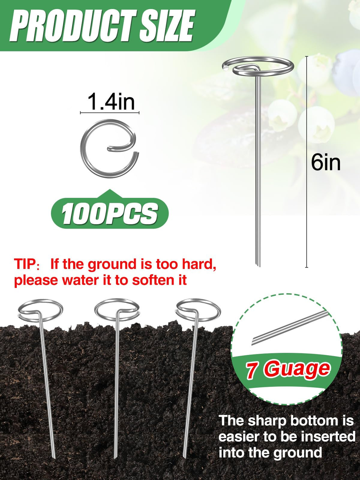 ANPHSIN sharp-tip design eases insertion into hard soil.