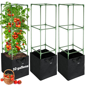 ANPHSIN sturdy square tomato cage provides strong support for tall plants.