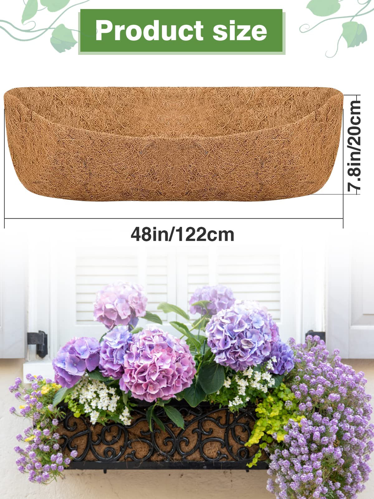 ANPHSIN window basket liner in use with easy fit and plant friendly fibers