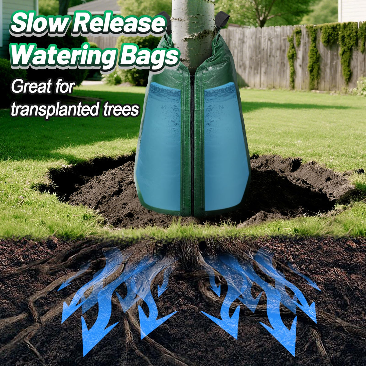 ANPHSIN zippered drip irrigation bags close-up showing easy setup and targeted watering.