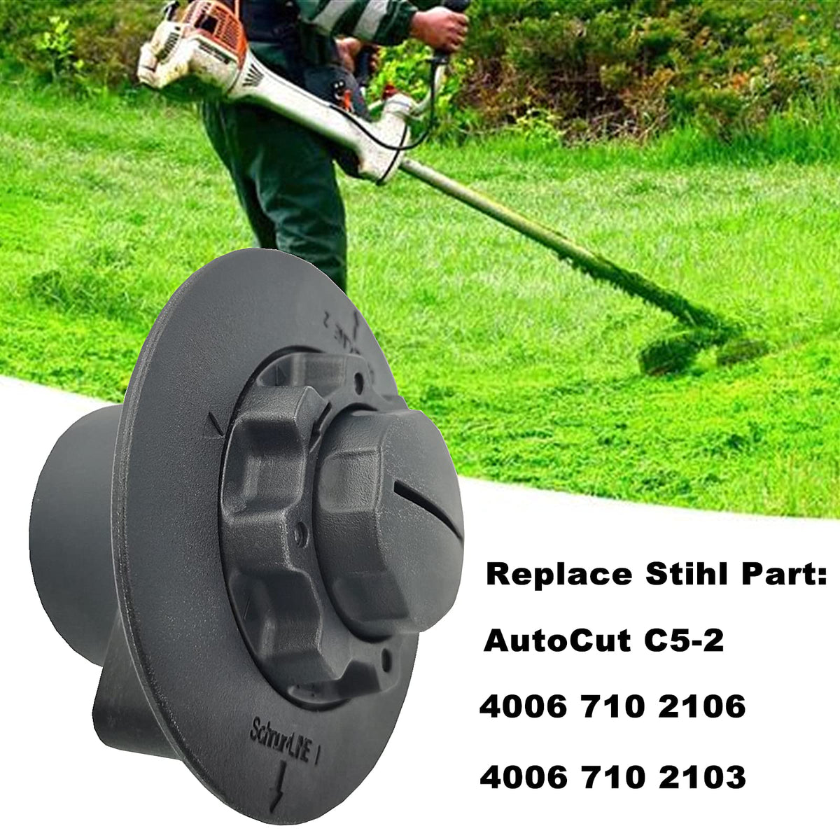 Anpongta C5-2 trimmer head trims weeds between shrubs with ease.