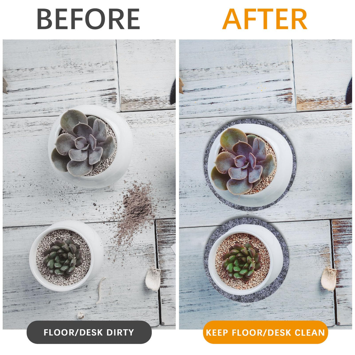 Anpuimult 10-inch plant coaster traps moisture and prevents water damage.