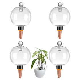 Ansberta 4-pack watering globes in use for indoor plants, promoting steady moisture.