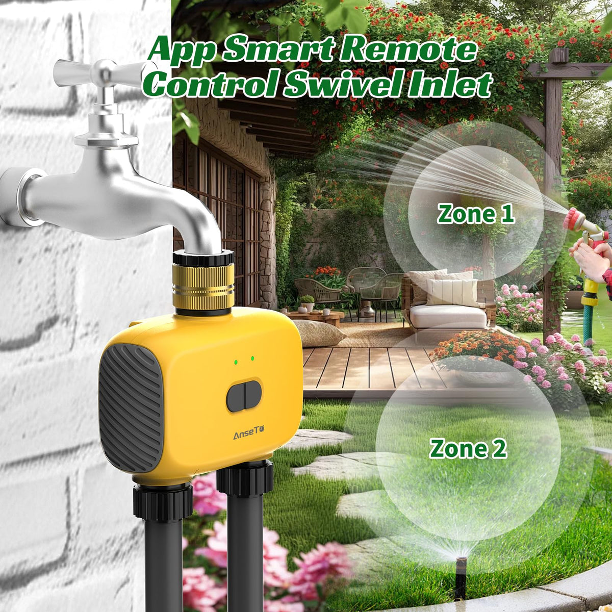 AnseTo dual-port timer with WiFi connection for remote garden watering