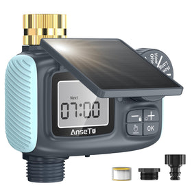 AnseTo solar sprinkler timer front view for easy lawn watering.