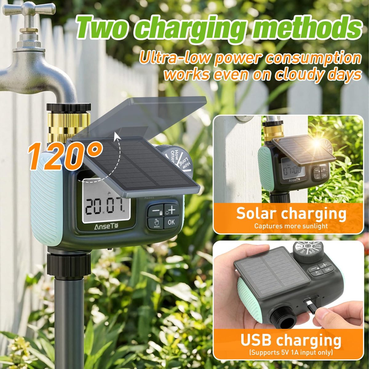 AnseTo timer water inlet close-up demonstrates leak-free seal.
