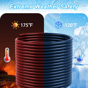 Ansgery heavy-duty hose construction resists extreme temperatures for year-round use.