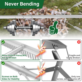 Ansgery landscape rake flat side levels soil for a smooth lawn.