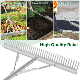 Ansgery landscape rake with reinforced connections stays stable during use.