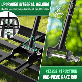 Ansgery rake with welded connection boosts durability during tough tasks.