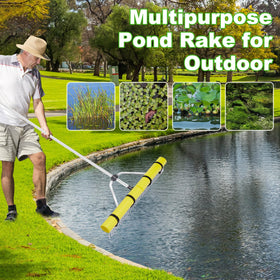 Ansgery Pond Rake Three-Stage Pole enables quick length adjustments.