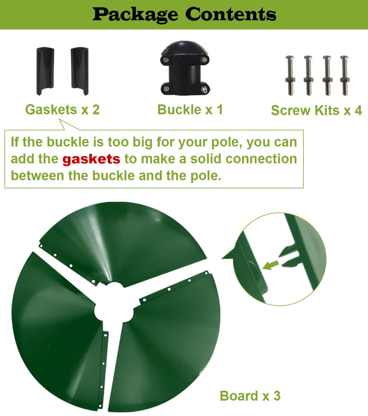 Ansionsol easy-installation baffle mounted on a feeder pole with secure buckle.