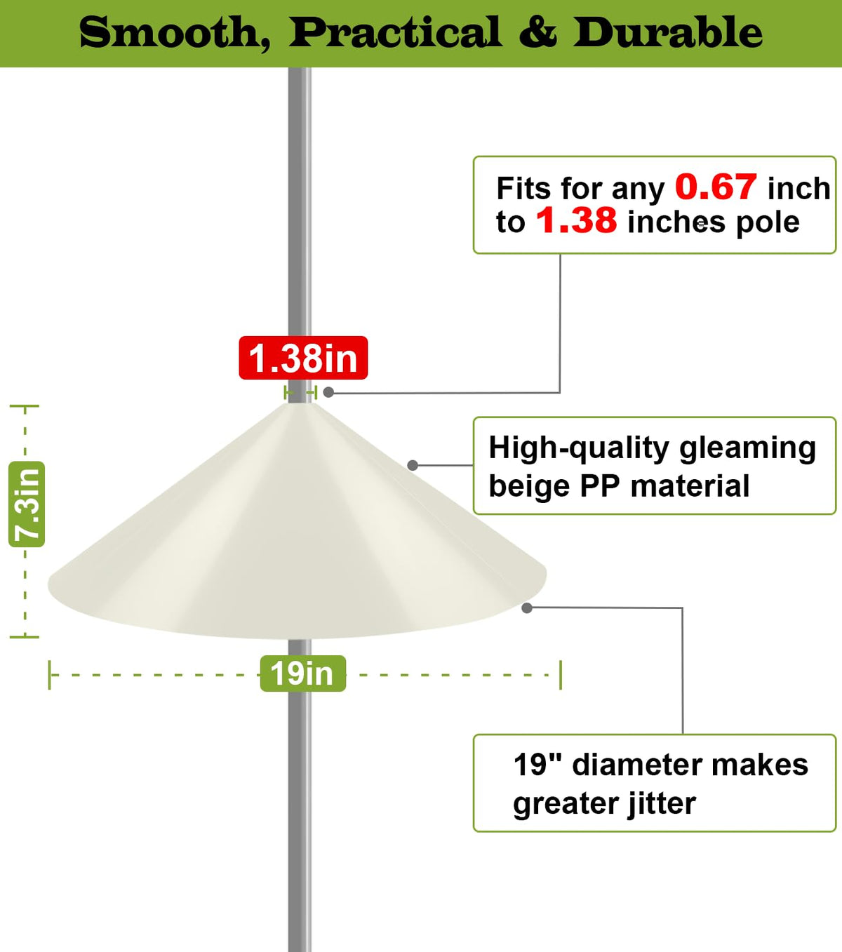 Ansionsol pole-mount baffle shown for quick outdoor installation