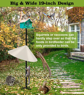 Wide 19-inch guard design keeps squirrels from climbing the feeder