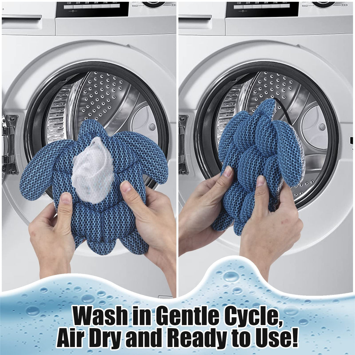 ANSLCA cleaning sponge stays in tub during cycles for convenience.