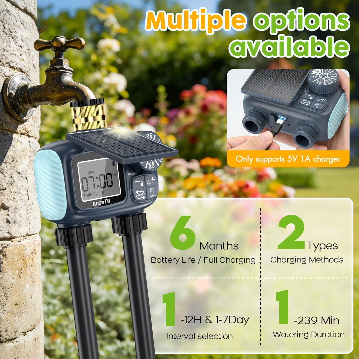 AnseTo large LCD display simplifies setup and status checks.