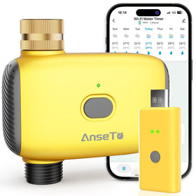 AnseTo wifi water timer with brass inlet for durable leak-free garden irrigation.