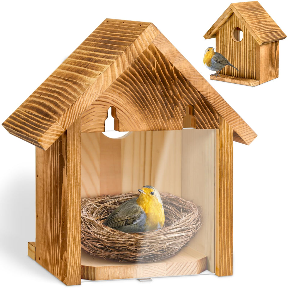 ANSTEEP window bird house with compact hooks enables secure window mounting.