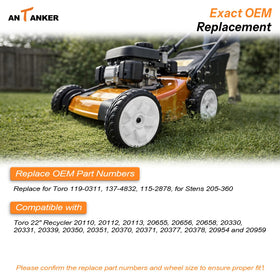 Antanker 53-teeth gear drive wheels deliver strong grip on uneven grass.