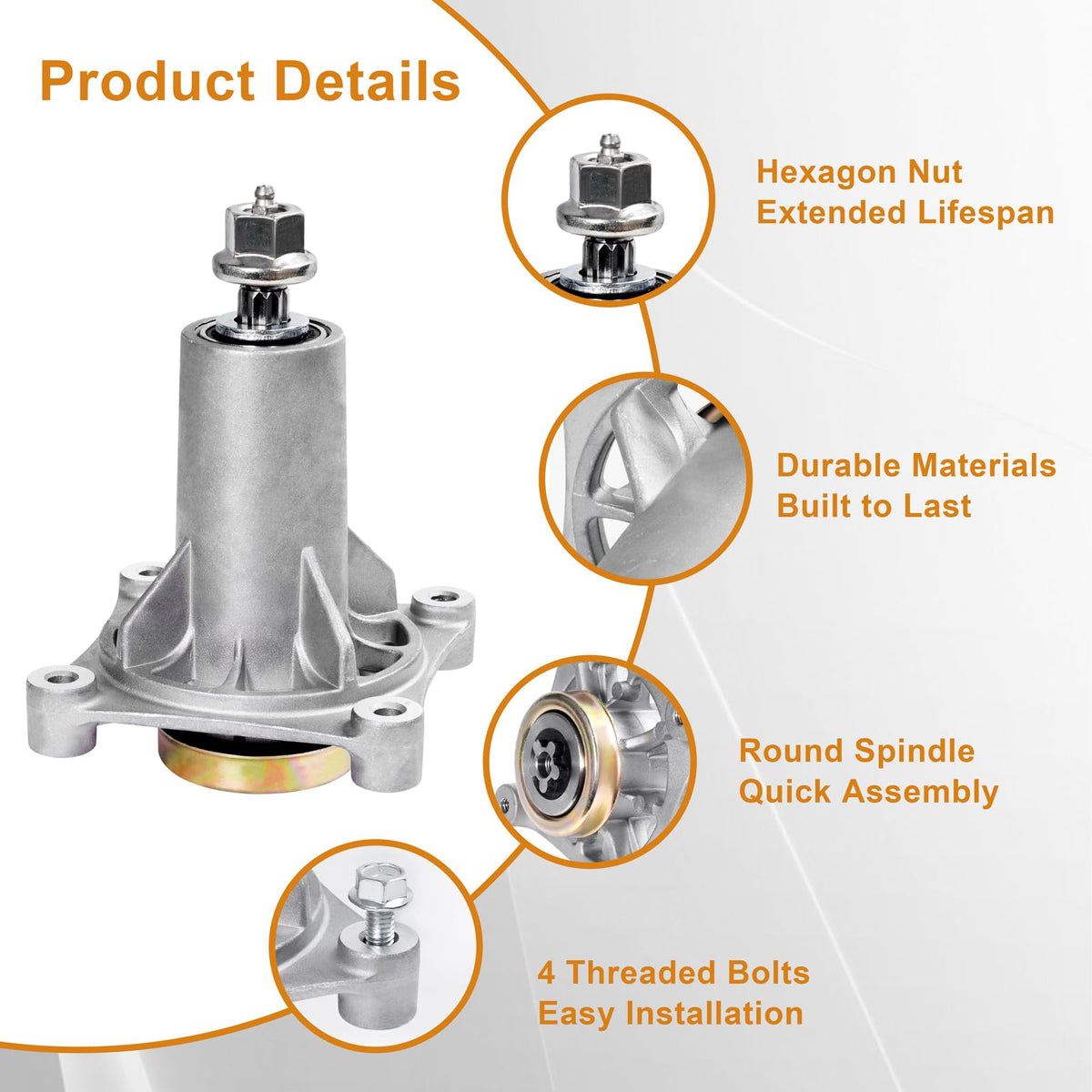 Kit contents: mounting bolts, pulley nut, washer and spacer for replacement