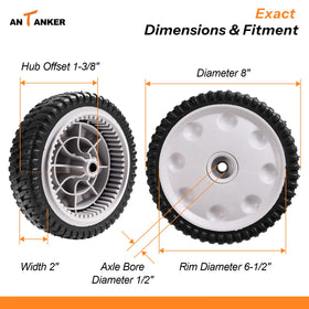 Antanker two-pack wheels with nuts included for quick installation.