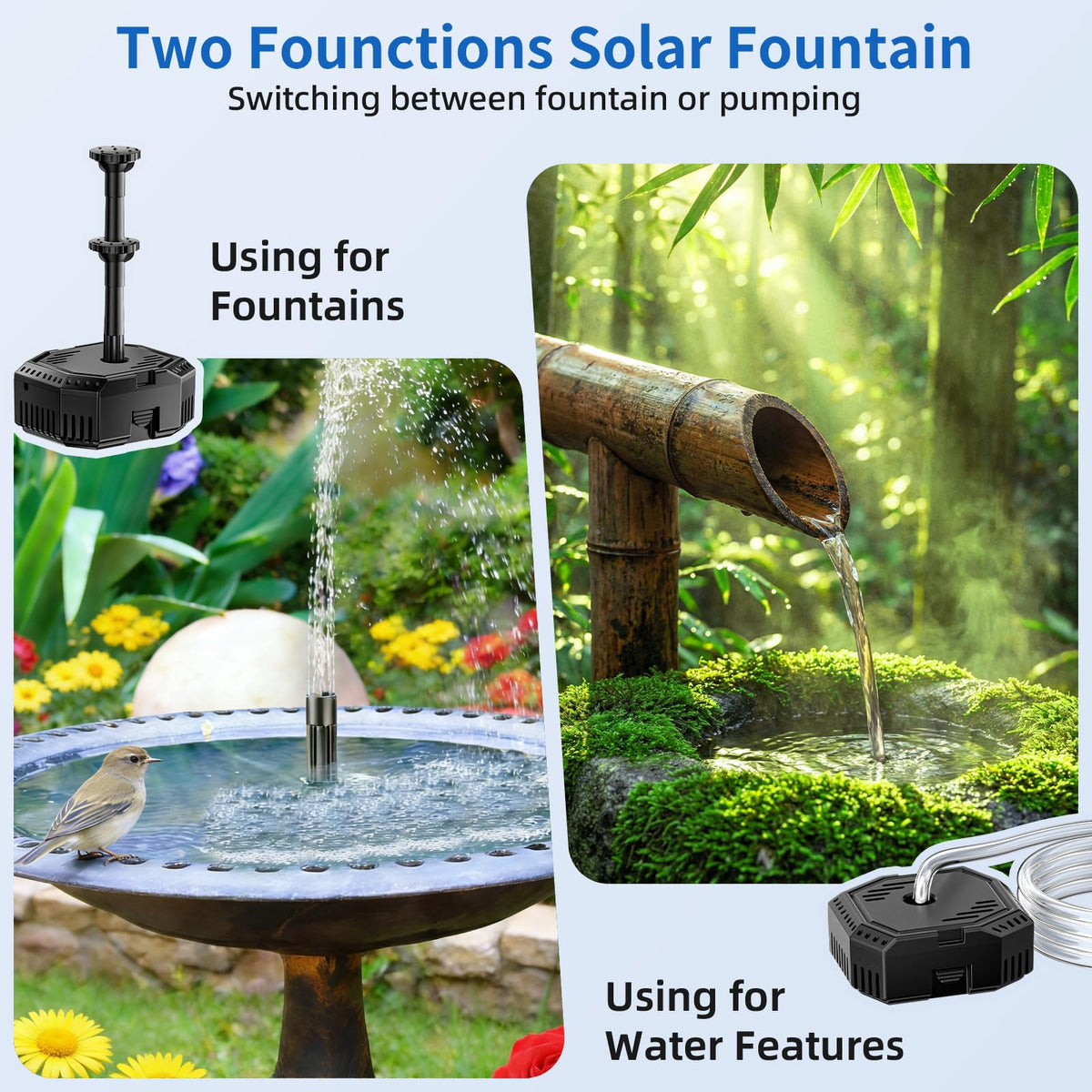 antfraer 8 spray modes nozzle set creates varied pond water patterns for ambience