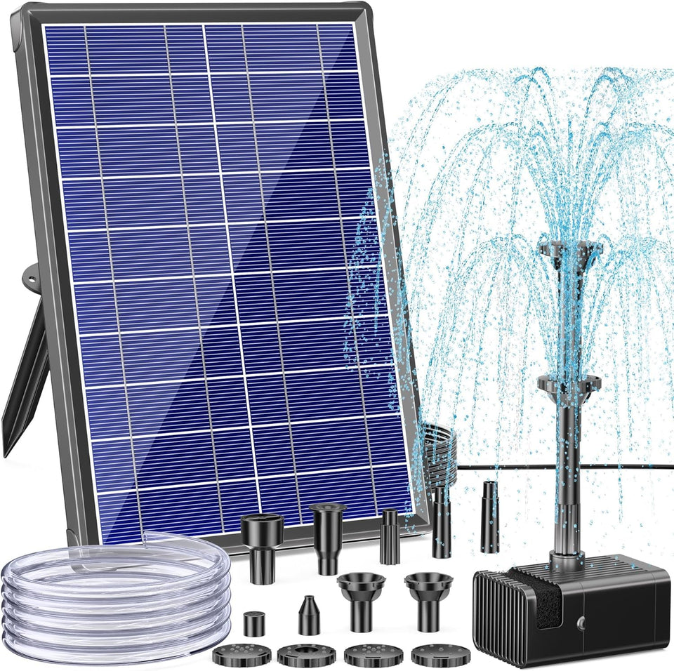 Antfraer 8W solar panel for lawn display providing steady fountain action in sunlight