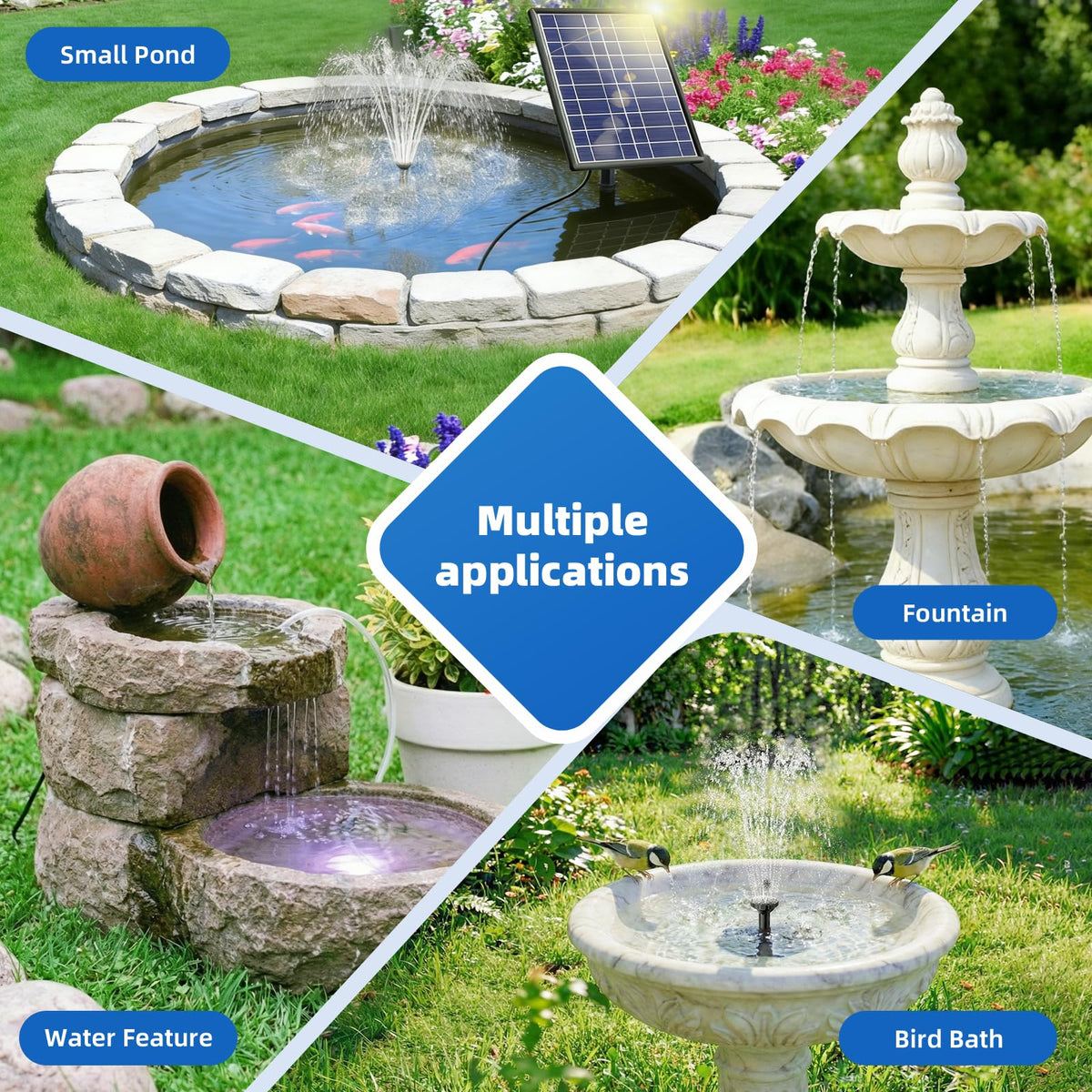 Antfraer five-nozzle fountain set offering versatile spray patterns for ponds