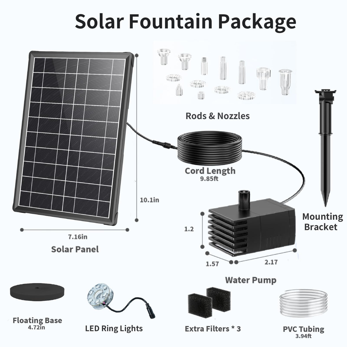 Antfraer outdoor garden setup with fountain and lighting features