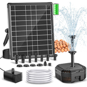 Antfraer solar fountain pump with 7W panel powering daytime water features.