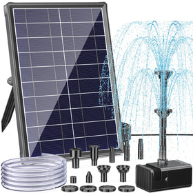 Antfraer solar fountain pump with 8W panel powering a steady water display in sun