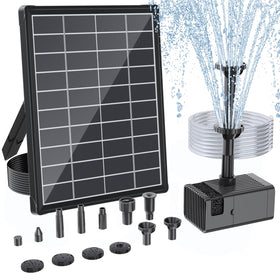 Antfraer 7W solar panel powering fountain in bright sun for efficient operation