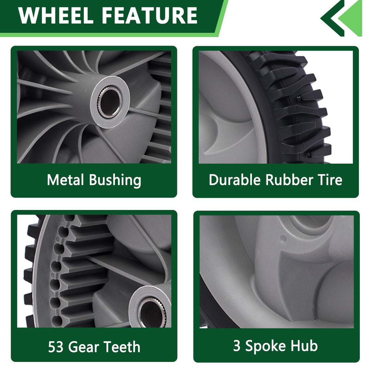 AntiyL replacement wheel 194231X460 top view, shows compatibility