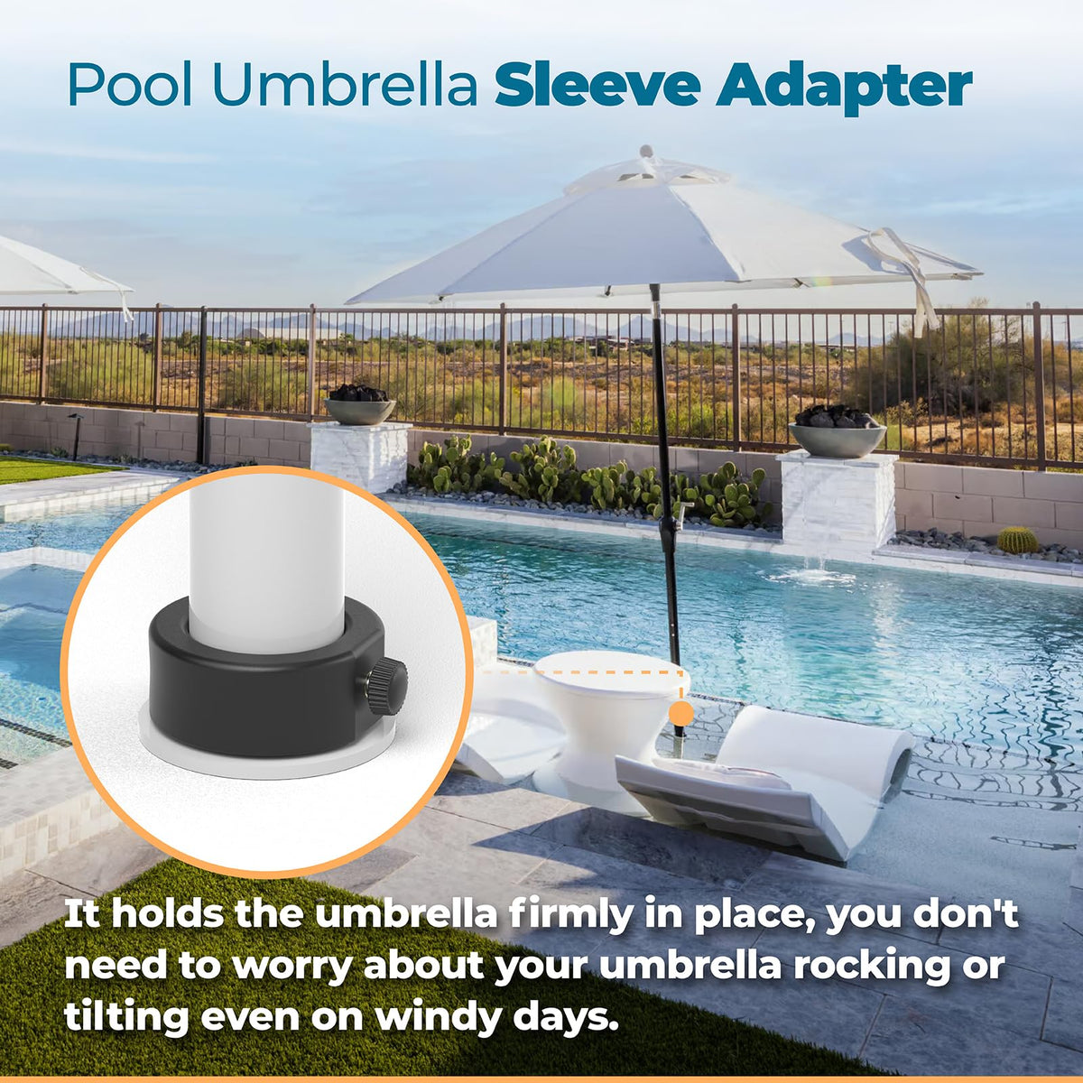 ANTOBLE deck pool umbrella setup ready for shade