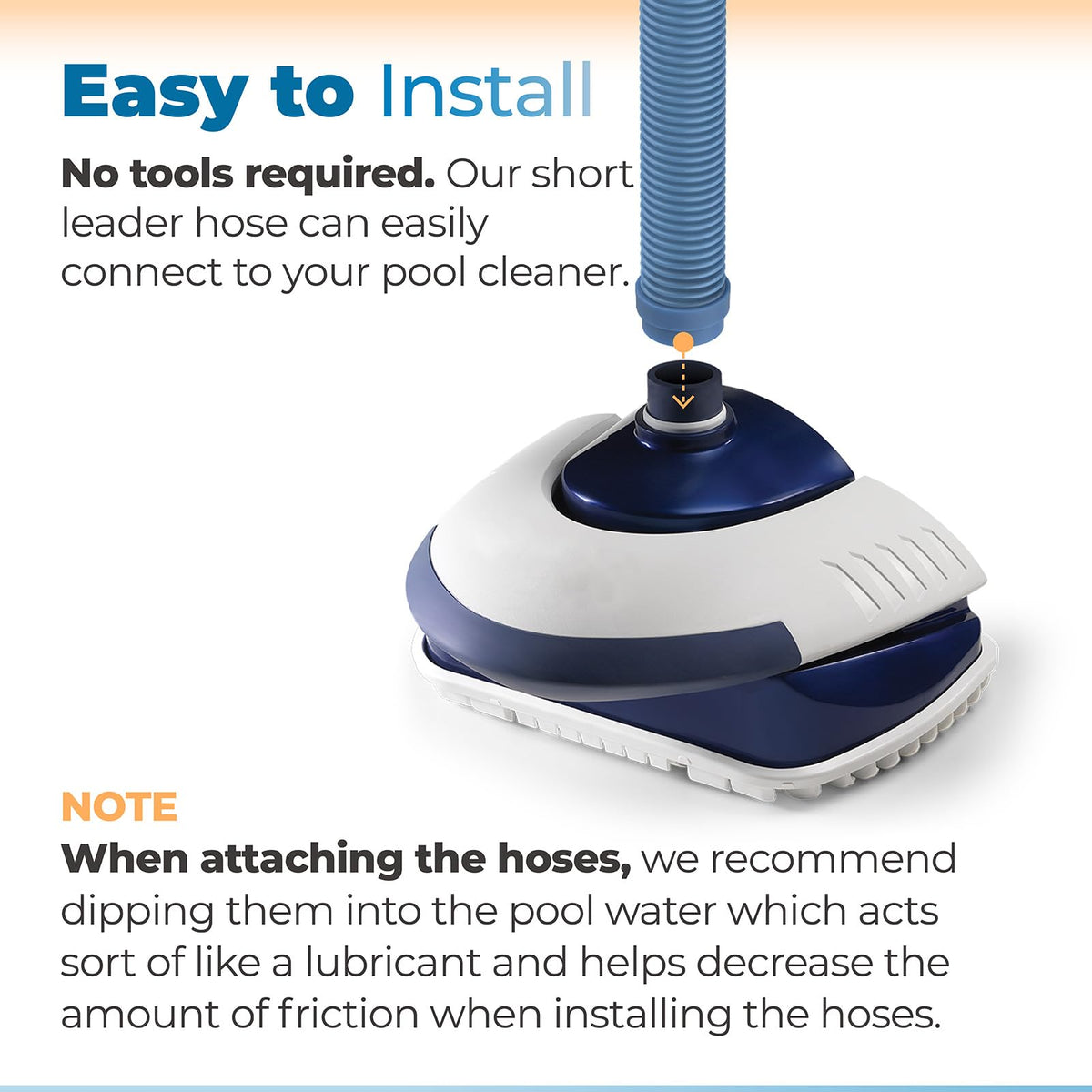 ANTOBLE easy-install hose connection fits standard pool vac hoses