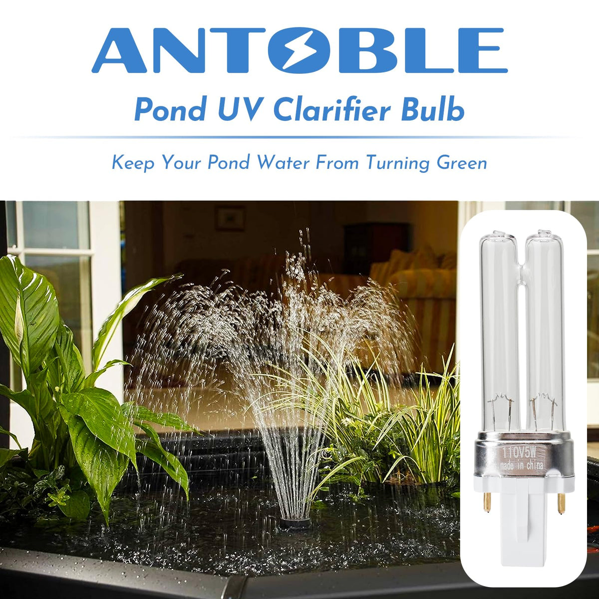 ANTOBLE 5W UV-C lamp label—specifications at a glance for quick checks