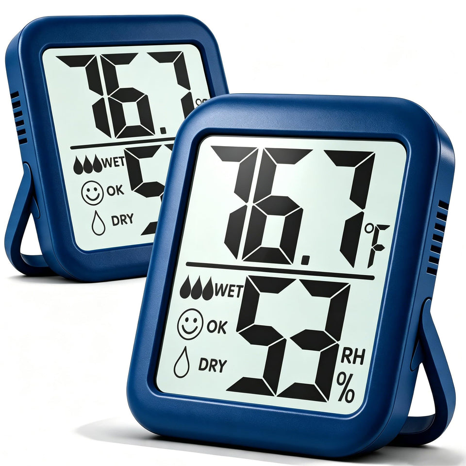 Antonki 2-pack room thermometer front view with large display for easy readings.