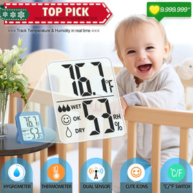 Antonki 2-pack room thermometer large display visible from any angle.
