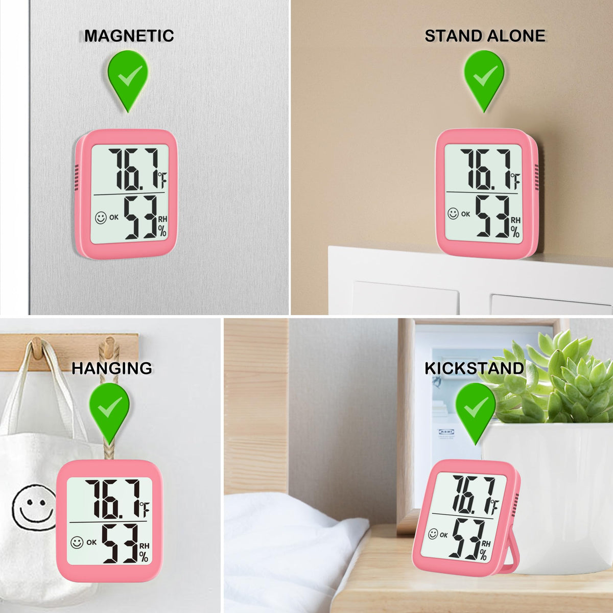 Antonki kickstand and magnets enable flexible placement on walls or metal surfaces.