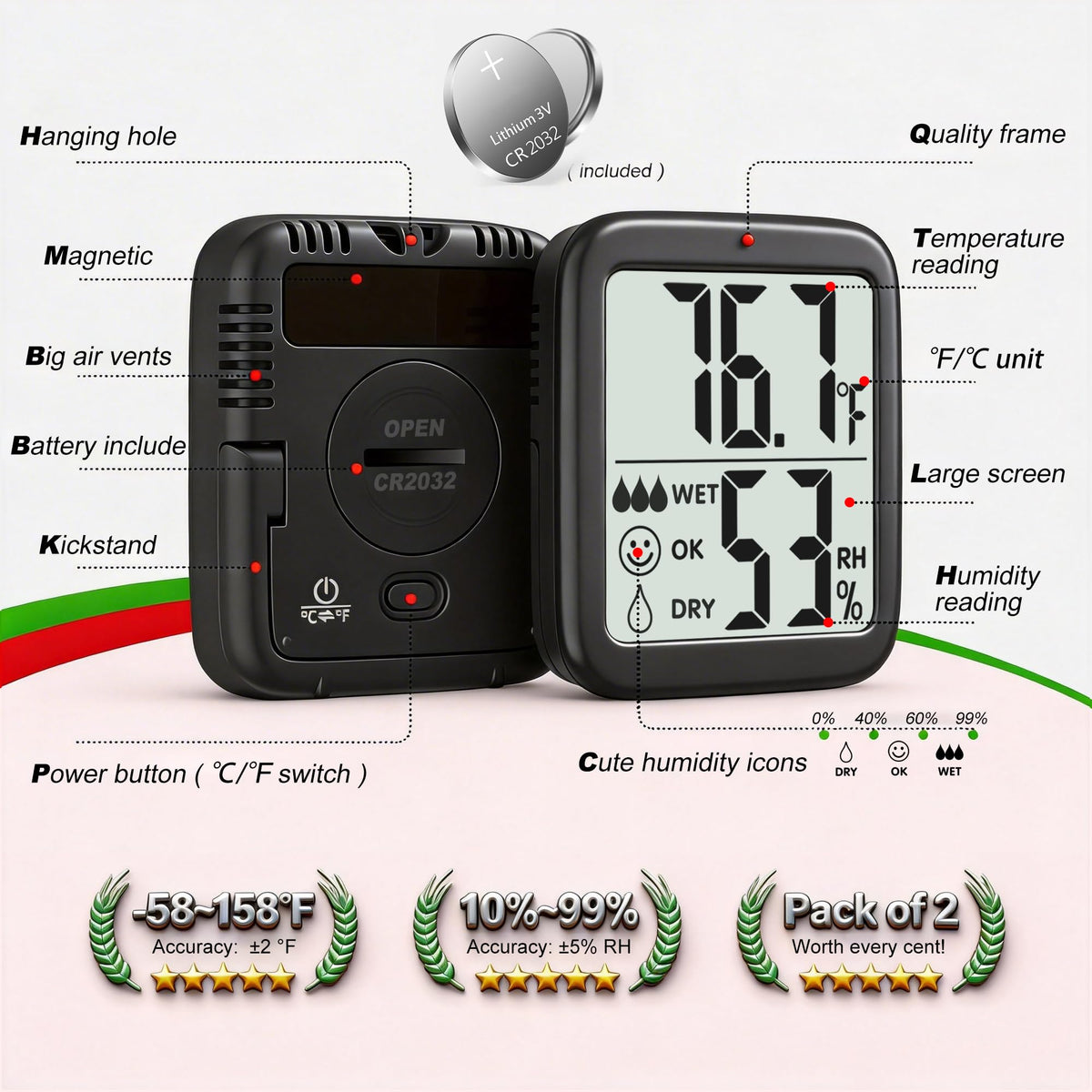 Antonki nursery or bedroom ambient condition monitoring suitable.