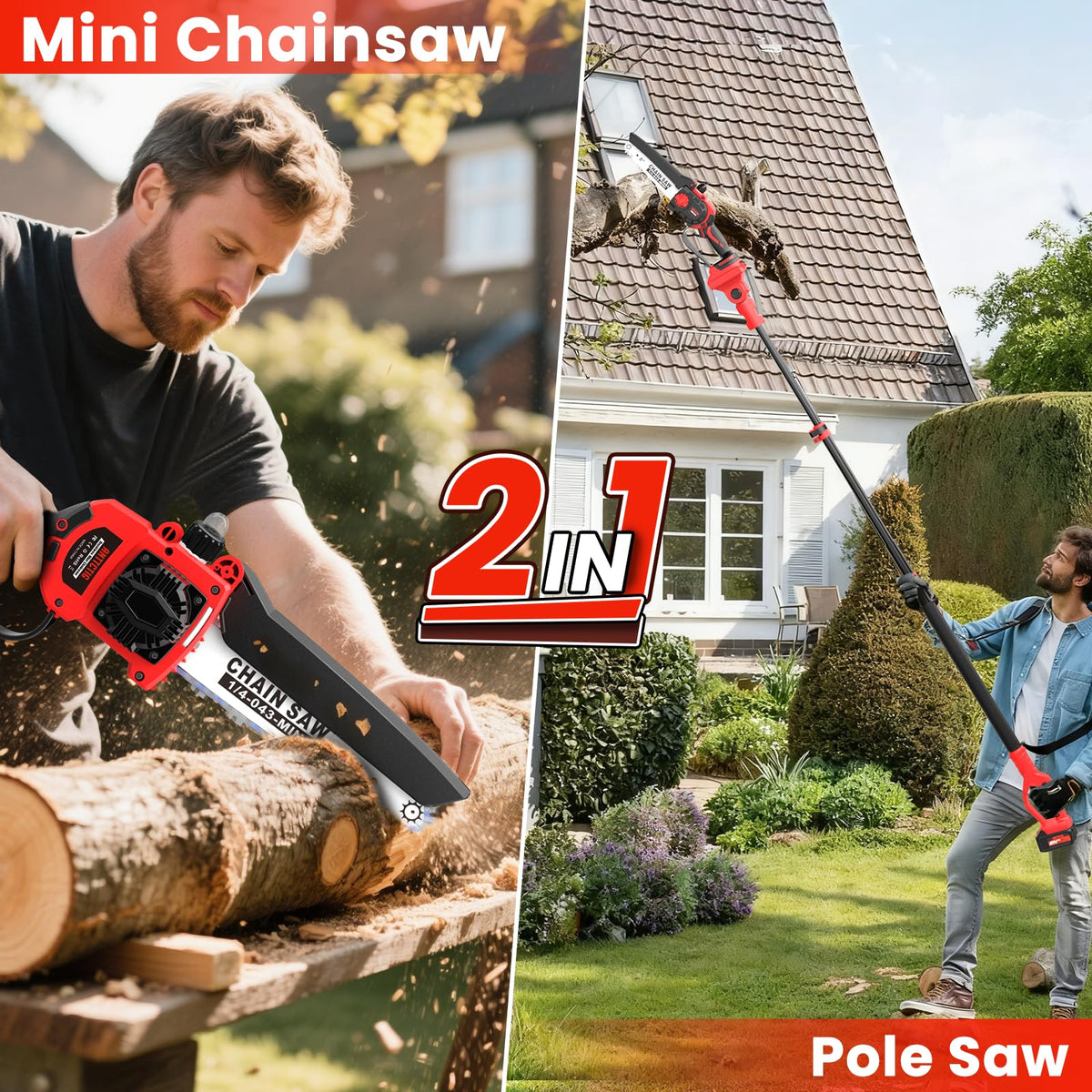 Anttctig 8-inch mini chainsaw offers strong cutting power for branches.