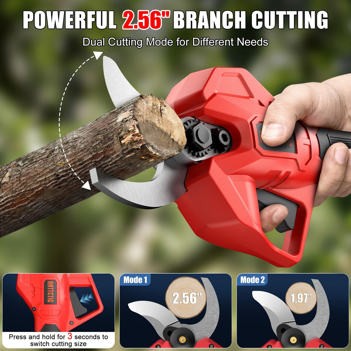 ANTTCTIG pruning shears with dual 2.0Ah batteries for extended sessions