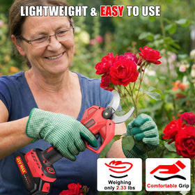 ANTTCTIG pruning shears LED display shows battery and cut count