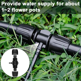 Anwenk barbed tee enables precise zone watering with 1/2 inch tubing.