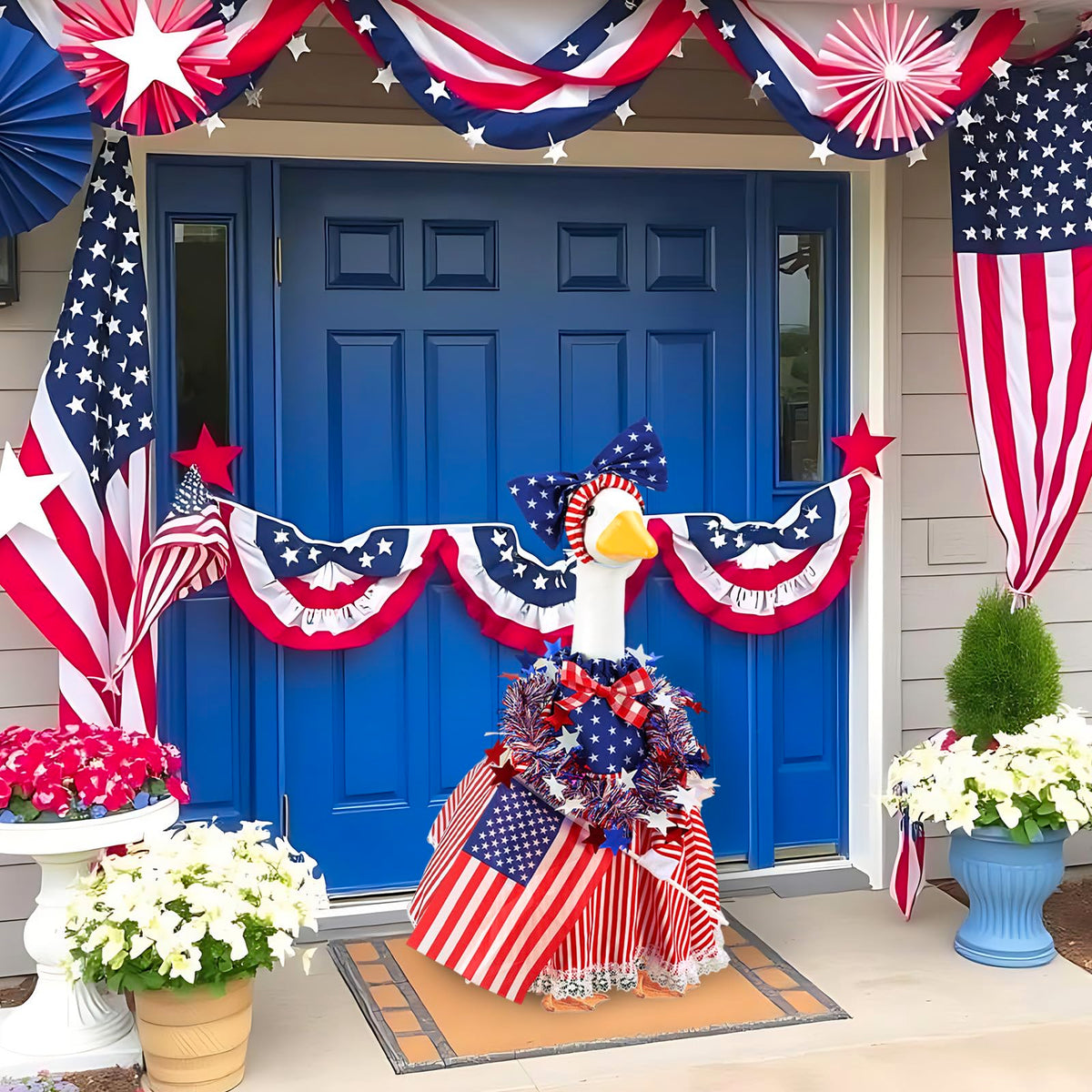 AnyDesign 4th of July goose decoration fits standard outdoor geese.