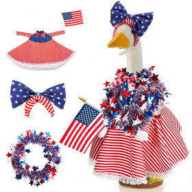 AnyDesign patriotic goose bow brightens porch decor for the 4th of July.
