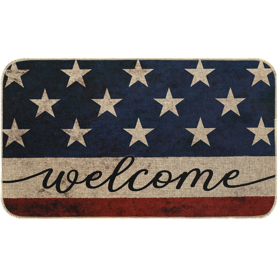 AnyDesign Patriotic Welcome Doormat for front door adds festive charm and dirt control.