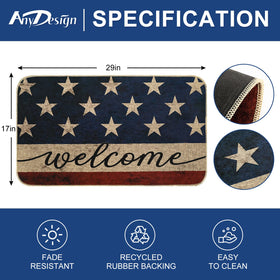 AnyDesign Patriotic Welcome Doormat ideal for indoor outdoor use with durable grip.