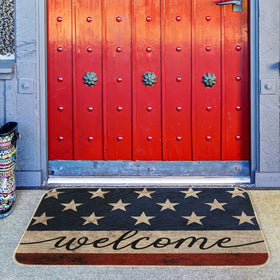 AnyDesign Patriotic Welcome Doormat suits kitchen or living spaces with holiday flair.
